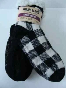 New MUK LUKS Women's Cabin Socks Size L/XL 8-10 Slipper Non-Skid Black 2 Pair - Picture 1 of 1