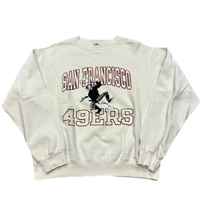 RARE VTG CHAMPION SAN FRANCISCO 49ERS COWBOY WHITE SWEATSHIRT FOOTBALL XL H6 - Picture 1 of 5