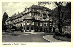 SCHLANGENBAD Taunus Hessen ~1930/40 Strassen Partie am Kurhaus Gebäude alte AK - Picture 1 of 2