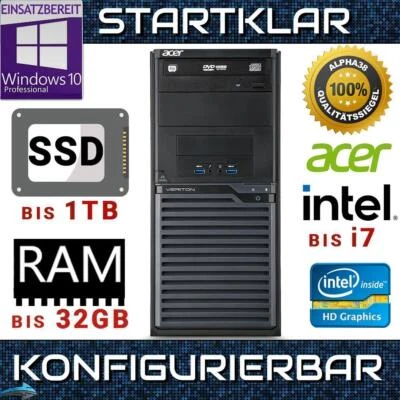 Acer Veriton M2631 Windows 10 Pro bis Intel i7 4. Generation Office Rechner W10 - Bild 1 von 3