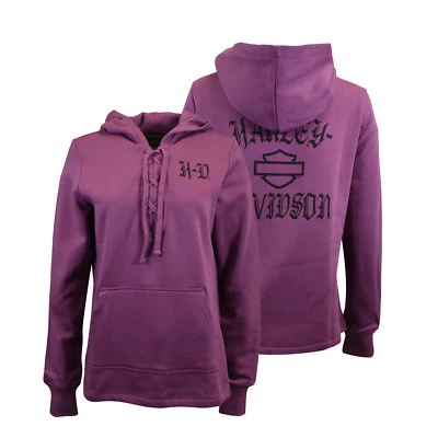 Harley-Davidson Women's Hoodie Wood Violet Rebellious Laced Pullover (S06) - Image 1 of 4