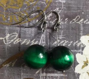 Natural tigers eye gemstone crystal Hypoallergenic Stainless Steel hook earrings - Picture 1 of 2