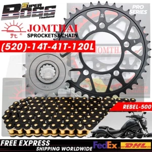 JT Front+Rear EX Sprocket & Chain X-RING Black/Gold For REBEL-500 520-14-41-120L - Picture 1 of 8