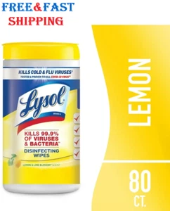 Lysol Disinfecting Wipes Bundle, 80 Count - Home Cleaning Supplies Lemon Lime - Picture 1 of 10