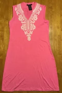 NWT Grace Elements Women's Pink & White V-Neck Sleeveless Dress - Picture 1 of 28