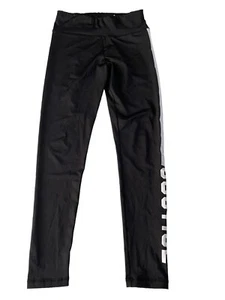JUSTICE Girls Size 12 Black White Logo Stripe Leggings Active Pants #1257 - Picture 1 of 7