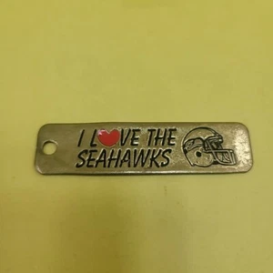 SEATTLE I Love The SEAHAWKS Football Brass Works Metal Key Ring ~ Vintage Usa - Picture 1 of 4