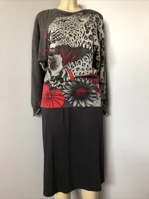 VINTAGE JOYCE Women's Sweater/Skirt Set Leopard w/gems Plain Skirt Brown MEDIUM - Изображение 1 из 4