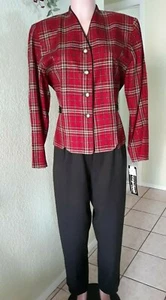 Vintage Perceptions By Irene B Women's Suit Size 12 Red/ Black New with tag - Picture 1 of 12