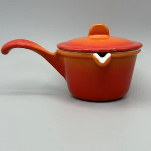 Descoware Butter Warmer Small Pot & Lid Flaming Orange Made in Belgium - Picture 1 of 15