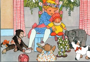 Children Girl With Her Toys Vintage Postcard BP24 - Picture 1 of 2