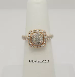 1/2CT Natural Diamond Halo Frame Engagement Wedding Ring Bridal 14K Rose Gold - Picture 1 of 14