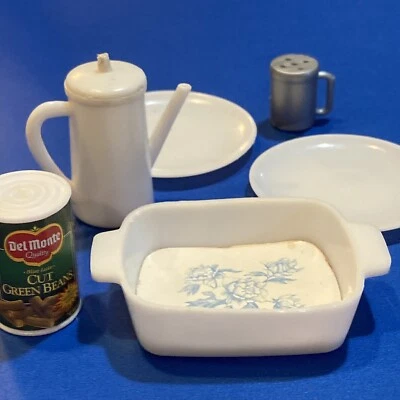 1/6 Scale Dollhouse Scenes Dining 6 Pc Vintage Barbie Set Mattel Superstar era - Image 1 of 3