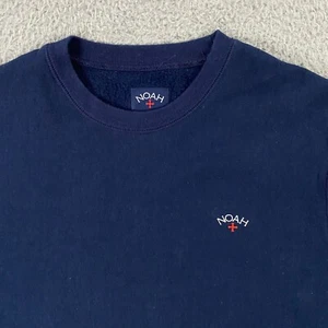 Noah NYC Sweatshirt Mens Medium FLAW Fleece Embroidered Logo Pullover Crew Blue - Picture 1 of 12