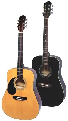 4/4 Westerngitarre für Linkshänder, Akustik in schwarz o. natur, Stahlsaiten CW