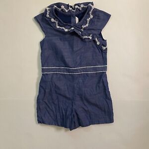 Janie and Jack Embroidered Chambray Romper, Size 10