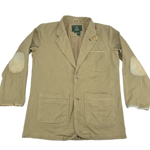 Orvis Herren hellbraune Canvas Jacke mit Lederbesatz Gr. M Tall Elbow Patch Safari - Bild 1 von 16