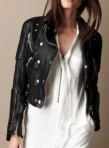 New Burberry Brit Iconic Loseley Quilted Leather Jacket IT 42 US 8 Prorsum SS11 - Picture 1 of 16