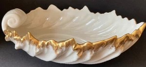 DE COLECCIÓN~LENOX~HOJA DE ACANTO~TAZÓN~SERVIDOR~BORDE DE ORO DE 24 QUILATES~CONCHA MARINA NAUTILUS - Imagen 1 de 5