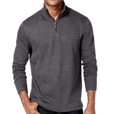 Suéter Pullover Club Room French Rib Cuarto Cremallera Plomo Oscuro Para Hombres Talla Mediana - $60 Foto 1 de 4