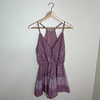 Papaya Mauve Printed Romper Small - Image 1 of 4