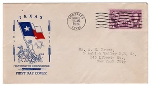 #776 Texas Centennial 1936 FDC - Planty #67 First Cachet Manukian Mutual Stamp - Picture 1 of 2