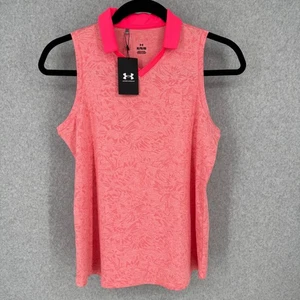 Under Armour Womens UA Playoff Wild Fields Sleeveless Golf Polo Size XL Pink NEW - Picture 1 of 11