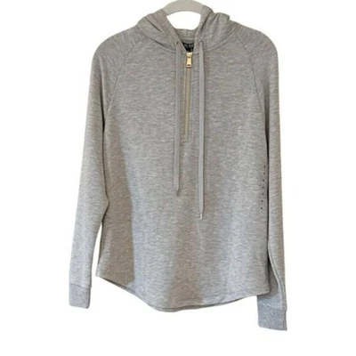 Lauren Ralph Lauren Grey Long Sleeve Hoodie Shirt Hood Zip MSRP $99 Sz Small NWT - Image 1 of 4