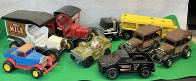 Винтажный 1980-е Лот из 9 Игрушек-грузовиков - Tonka, Игрушка Tootsie, Buddy-L, G.I. Joe в очень хорошем состоянии - Изображение 1 из 4