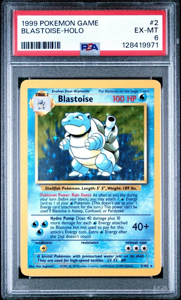 1999 POKEMON BASE SET UNLIMITED #2 BLASTOISE HOLO PSA 6 - Image 1 of 1