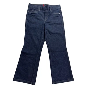 Spanx Petite Flare Jeans Women's Size L Dark Wash Stretch Denim Bootcut - Picture 1 of 13
