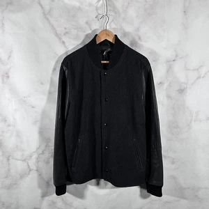 Vince Black Varsity Jacket Wool/Leather Size L Streetwear Designer - Picture 1 of 8