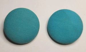 Vintage Large Fabric Covered Metal Buttons Set of 2 Sewing Craft Supplies - Picture 1 of 5