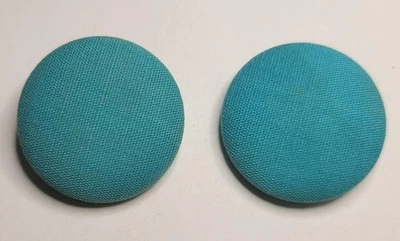 Vintage Large Fabric Covered Metal Buttons Set of 2 Sewing Craft Supplies - Image 1 of 4