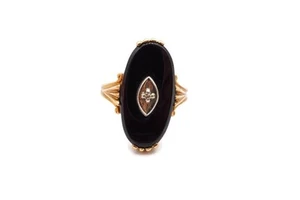 Anillo vintage de diamantes de ónix negro de oro amarillo de 10k talla 1,75 - Imagen 1 de 13
