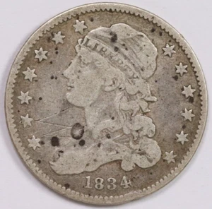1834 25C Silver Capped Bust Quarter Dollar US Coin - Picture 1 of 2