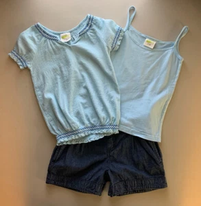 Crazy 8 Girl’s Blue Boho Top & Denim Paperbag Waist Shorts Set, Size S (5/6) - Picture 1 of 16