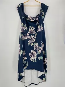 Abito da donna Charlotte Russe A Line blu floreale foderato asimmetrico plus 4X nuovo - Foto 1 di 6