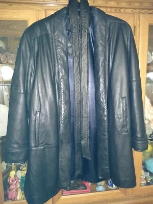 Chaqueta para mujer Amalfi negra de cuero suave talla M longitud media 40" pecho en muy buena condición Foto 1 de 4