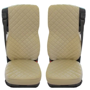 Truck Seat Covers designed to fit DAF XF CF 106 ECO LEATHER BEIGE 2 pieces - Picture 1 of 3
