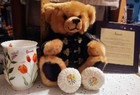 Harrod's Y2K 8" Plush Bear/Bone China Floral Mug/2 Lavender Guest Soaps Boxed