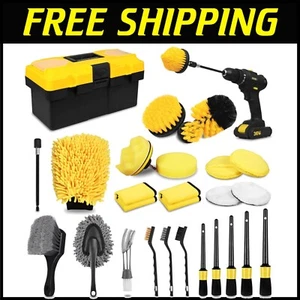 All-In-One 27Pcs Car Detailing Tool Set: Brushes, Mitts & More- Perfect Gift! - Picture 1 of 8