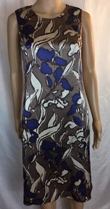 Eccoci,Size 6,Taupe,Blue,Black,Silk Sleeveless,Lined,Pockets,Shift Women’s Dress - Picture 1 of 11