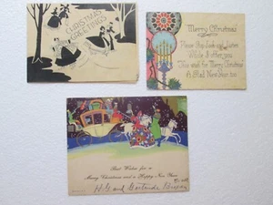 3er Set Vintage Art Deco Weihnachtsgrußkarten - Bild 1 von 5