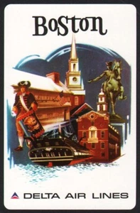 Vintage playing card DELTA AIR LINES Boston 2nd series Fred Sweeney artwork - Picture 1 of 3