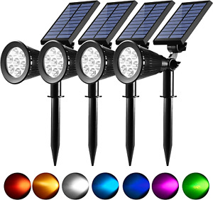 Solar Spotlights, 2 in 1 Waterproof 7 LED Fixed Colored Solar Adjustable Wall Li
