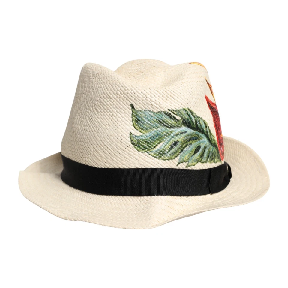DOLCE & GABBANA Sombrero Estampado Floral Paja Ala Ancha Fedora Capello 58 / M 750usd Foto 1 de 4