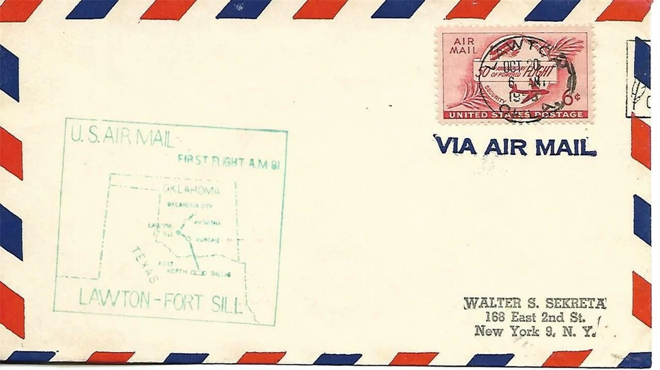 First Flight Cover Lawton Okla Oct 20 1953 AAMC#81N39 - Image 1 of 1