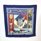Authentic HERMES Scarf Carre 90 Fashion From Japan Women TOUT CUIR Silk Blue