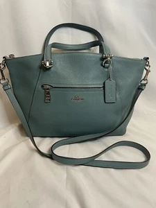 COACH PRAIRIE SATCHEL PEBBLE LEATHER BAG CROSSBODY 58874 HANDBAG PURSE CLOUD - Picture 1 of 7